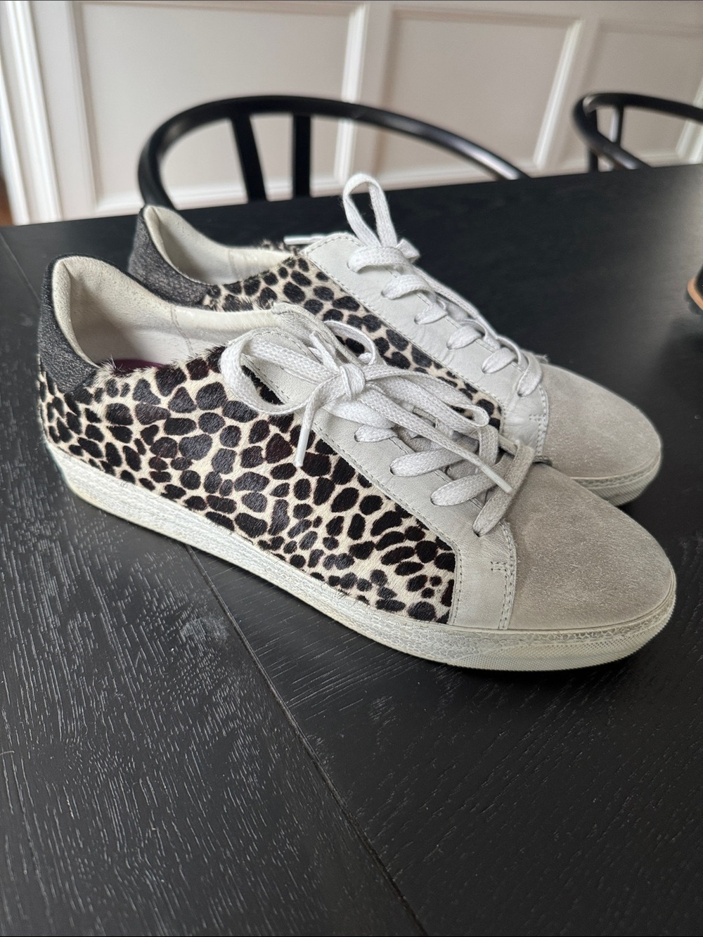 Air & Grace London Leopard Print Lace-Up Sneakers - Gray DOTTY PRINT TRAINERS